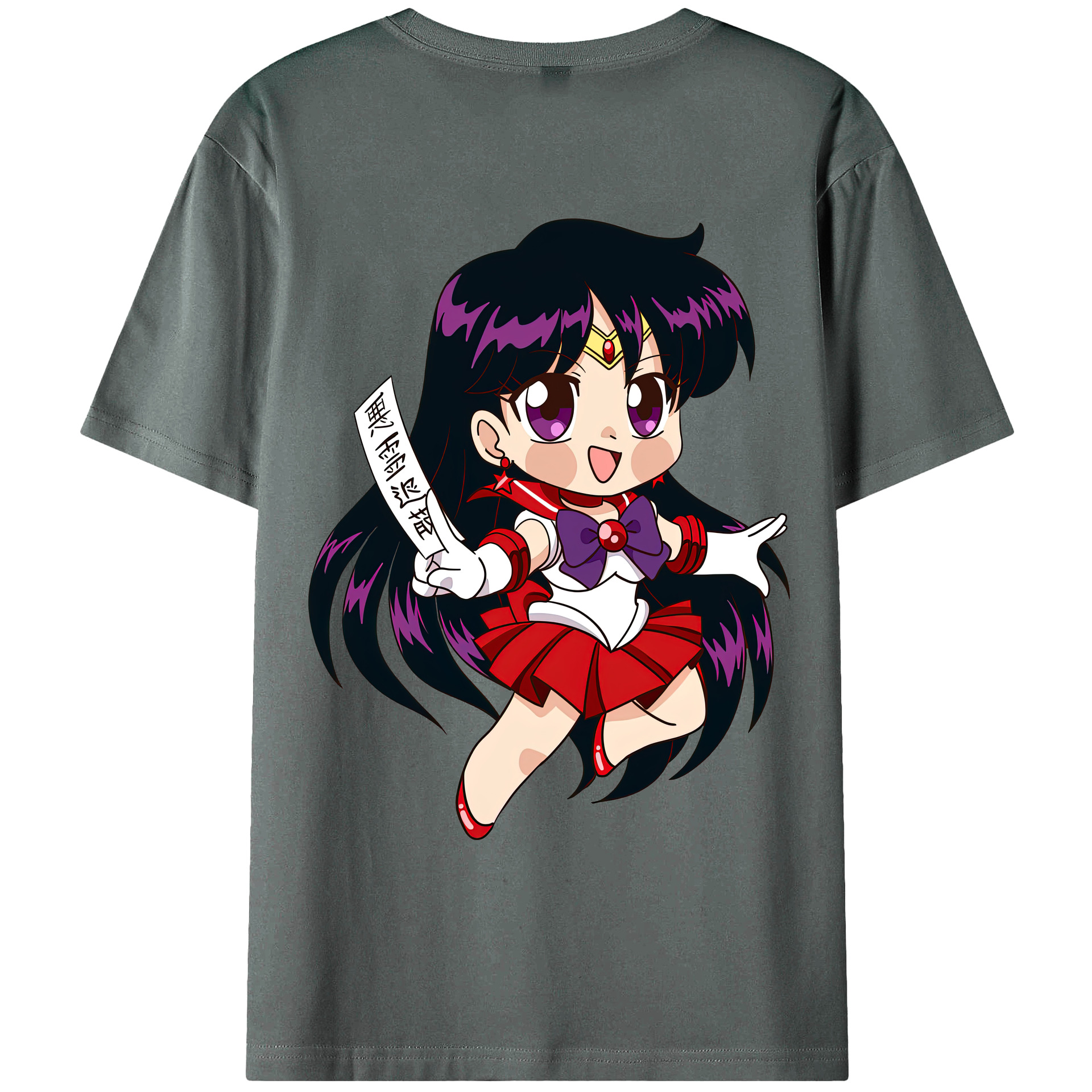 （画像用） 美少女戦士セーラームーン 火野レイ ひの レイ Sailor Moon Hino Rei （セーラーマーズ,Sailor Mars） 綿100％ メンズ半袖Tシャツ（バックプリント） 通気性